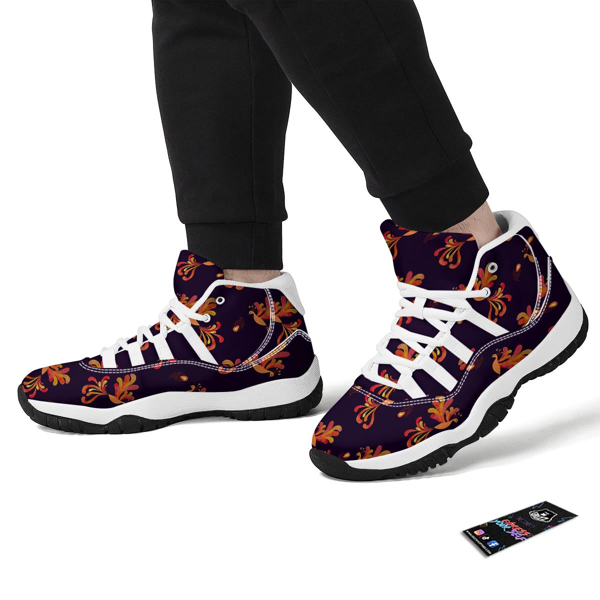 Phoenix Print Pattern White Bball Shoes-grizzshop