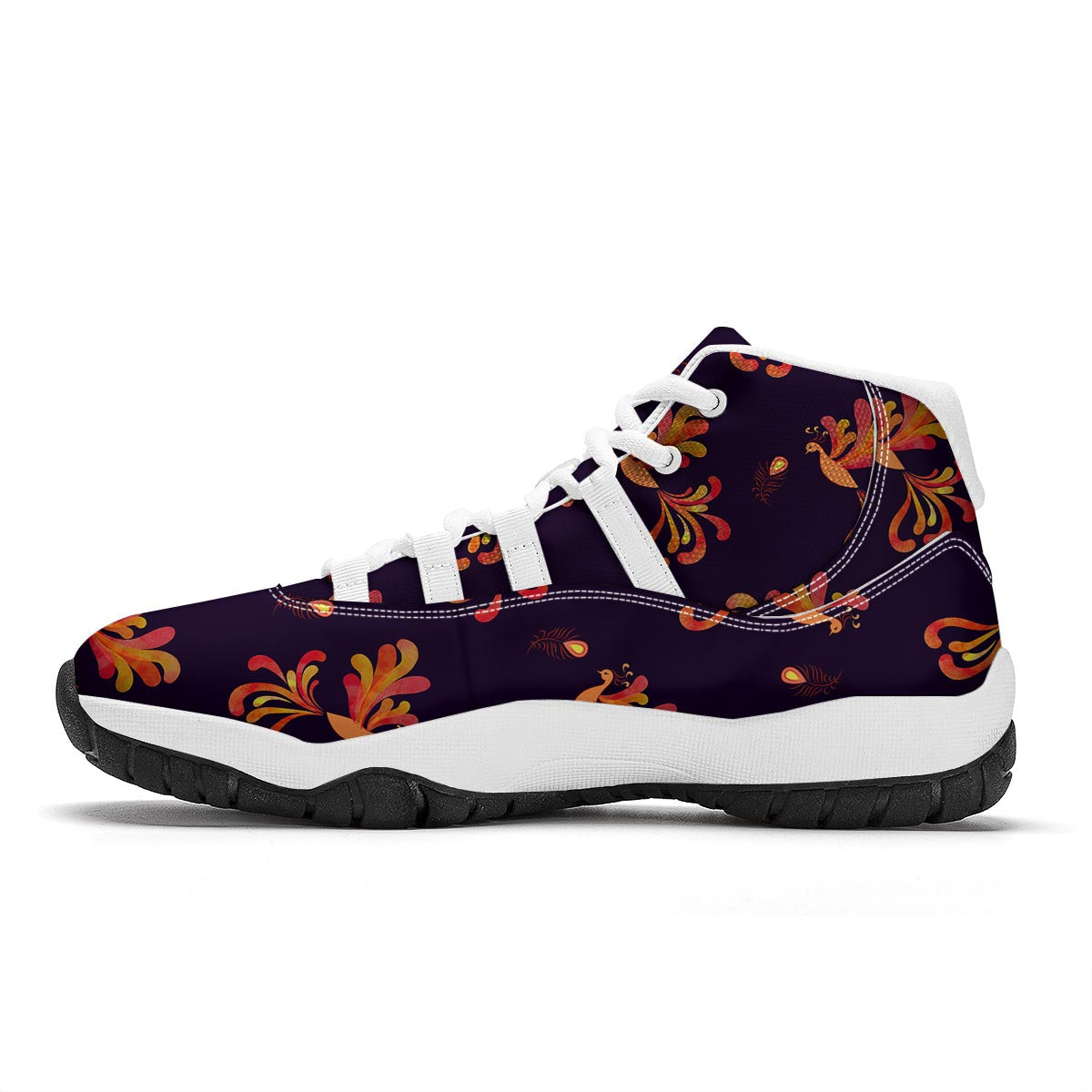 Phoenix Print Pattern White Bball Shoes-grizzshop