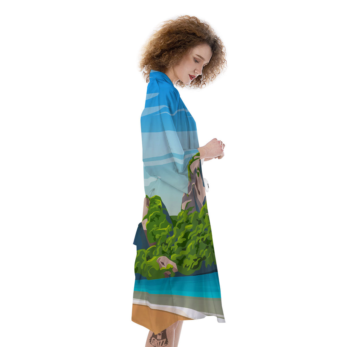 Phuket Thailand Cartoon Print Kimono-grizzshop