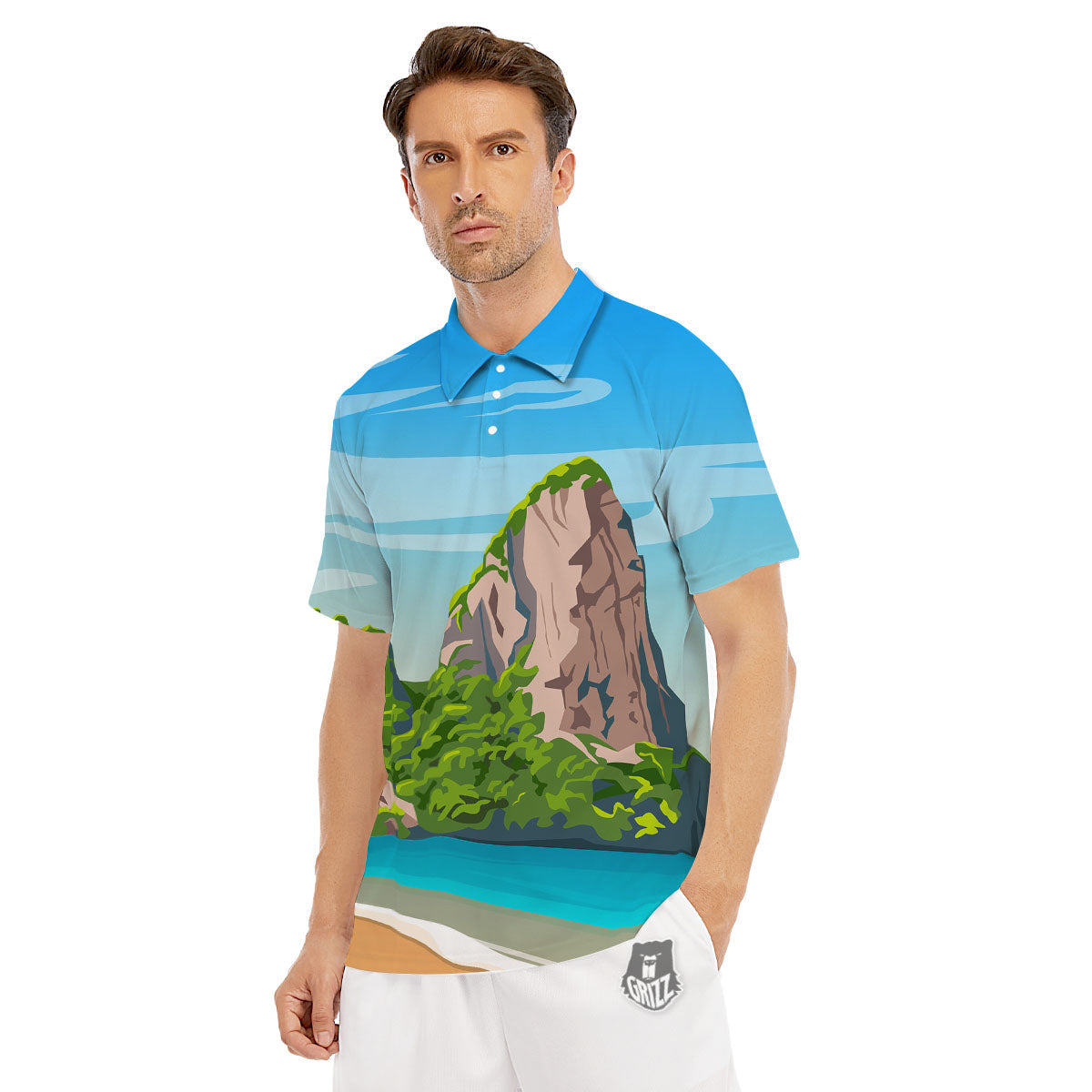 Phuket Thailand Cartoon Print Men's Golf Shirts-grizzshop