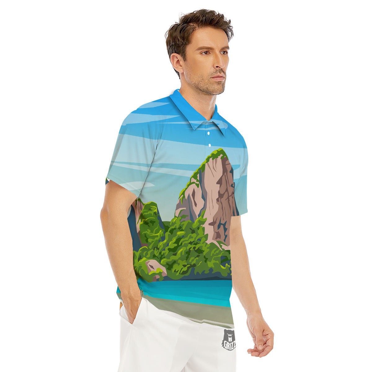 Phuket Thailand Cartoon Print Men's Golf Shirts-grizzshop