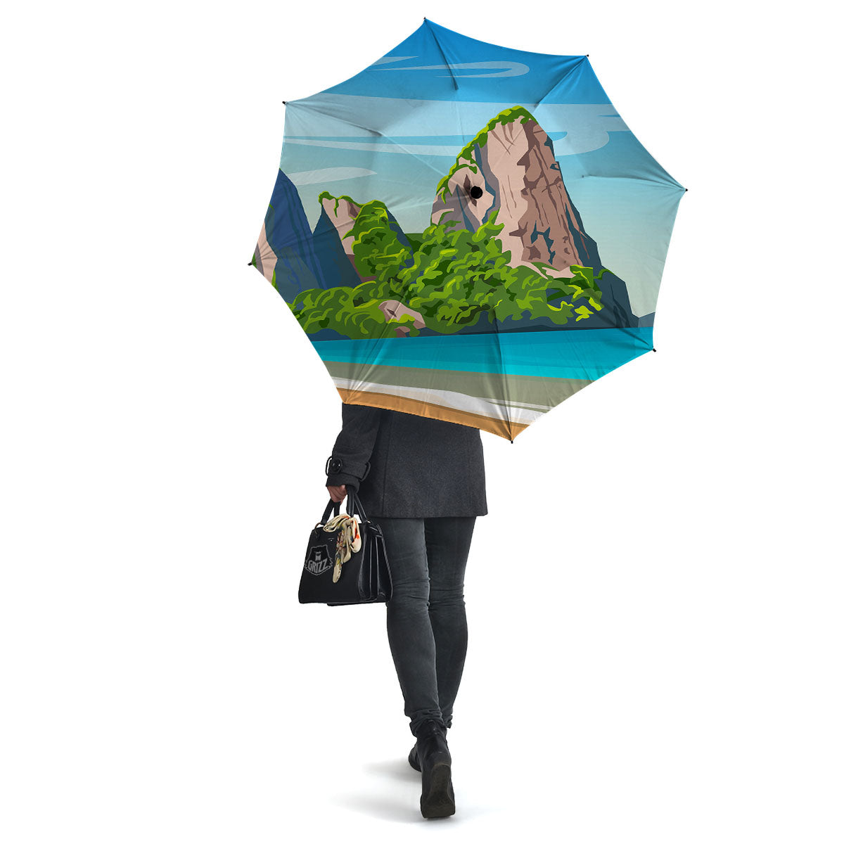 Phuket Thailand Cartoon Print Umbrella-grizzshop