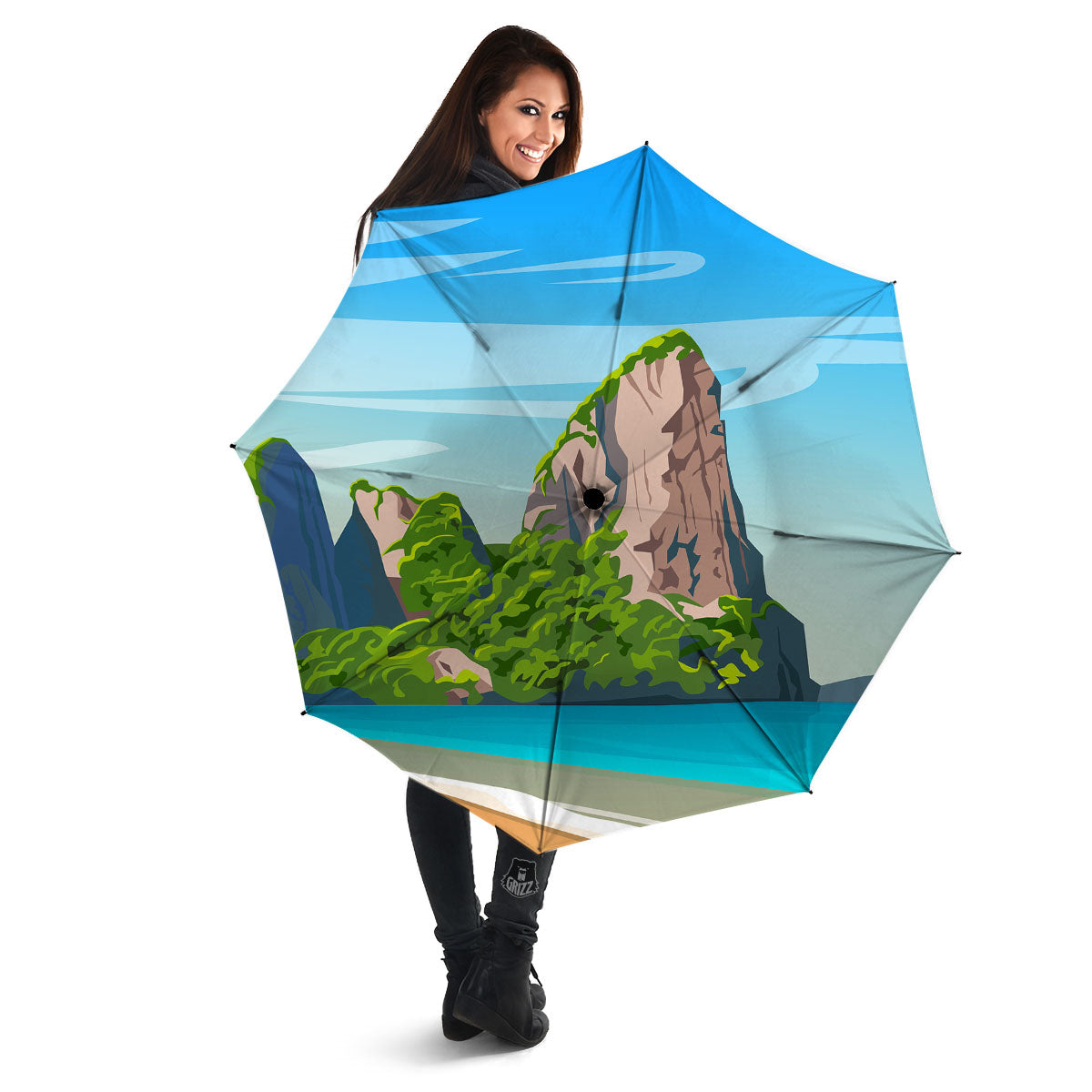 Phuket Thailand Cartoon Print Umbrella-grizzshop