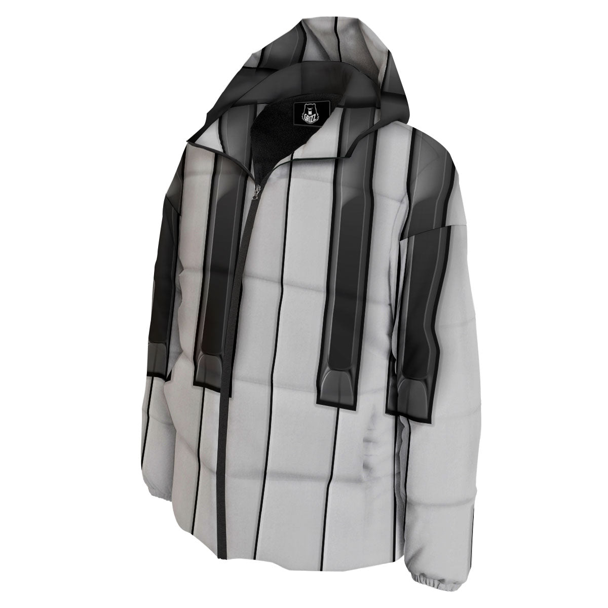 Piano Keyboard Print Down Jacket-grizzshop