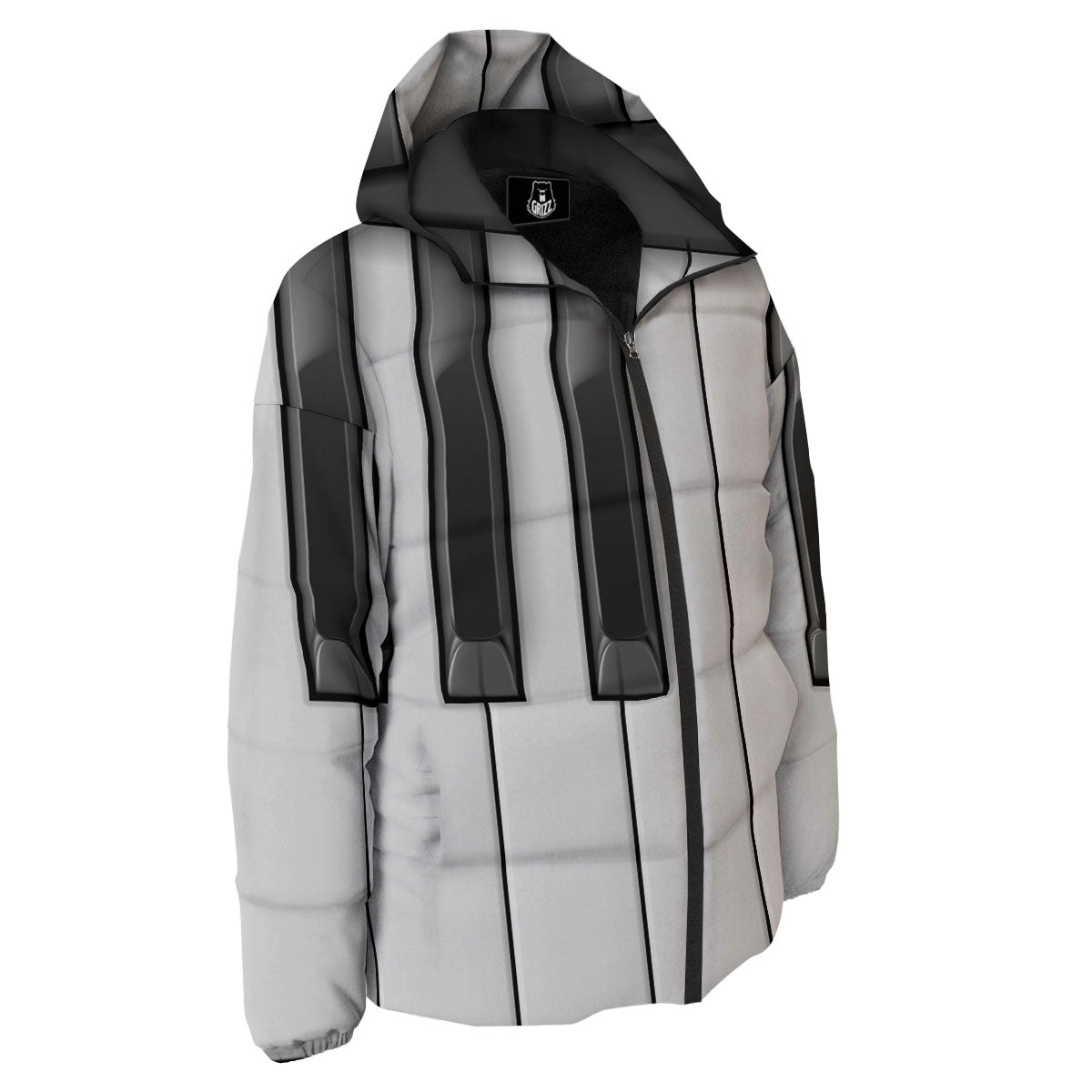 Piano Keyboard Print Down Jacket-grizzshop