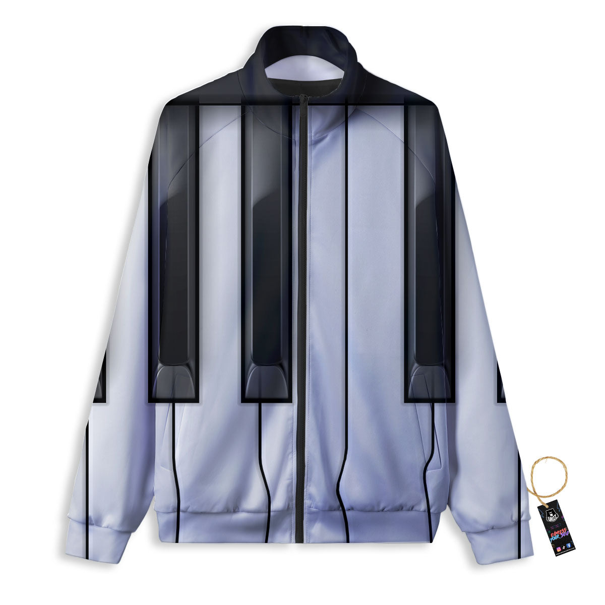 Piano Keyboard Print Track Jacket-grizzshop