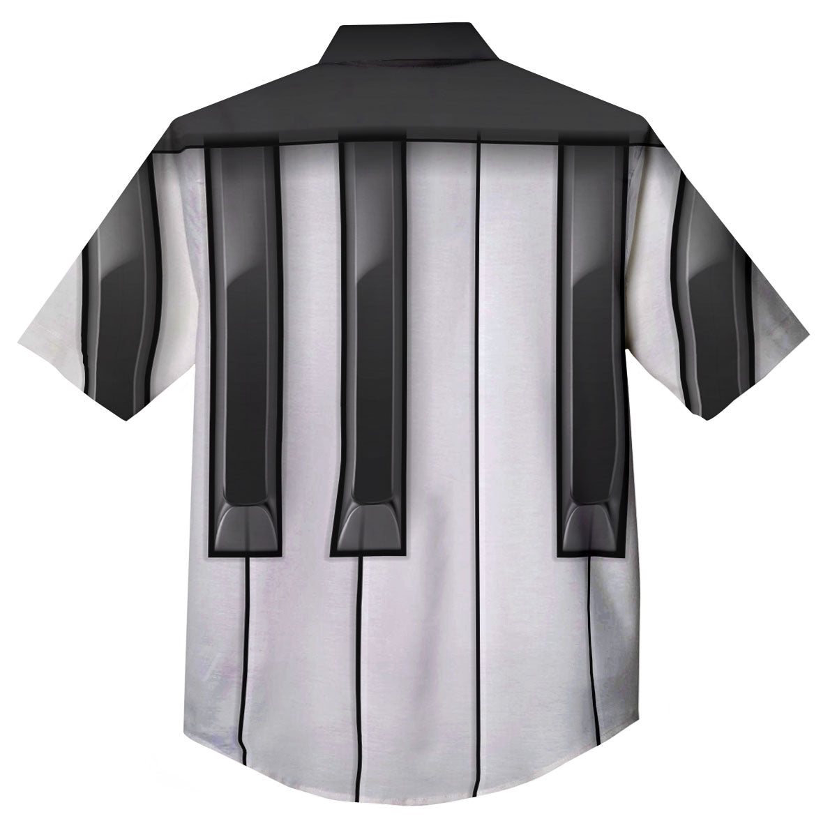 Piano Keyboard White And Black Print Button Up Shirt-grizzshop