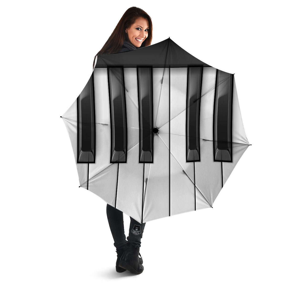 Piano Keyboard White And Black Print Umbrella-grizzshop