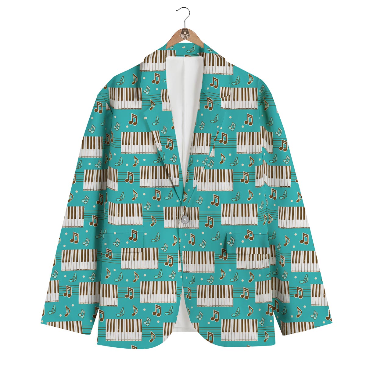 Piano Pattern Print Men's Blazer-grizzshop