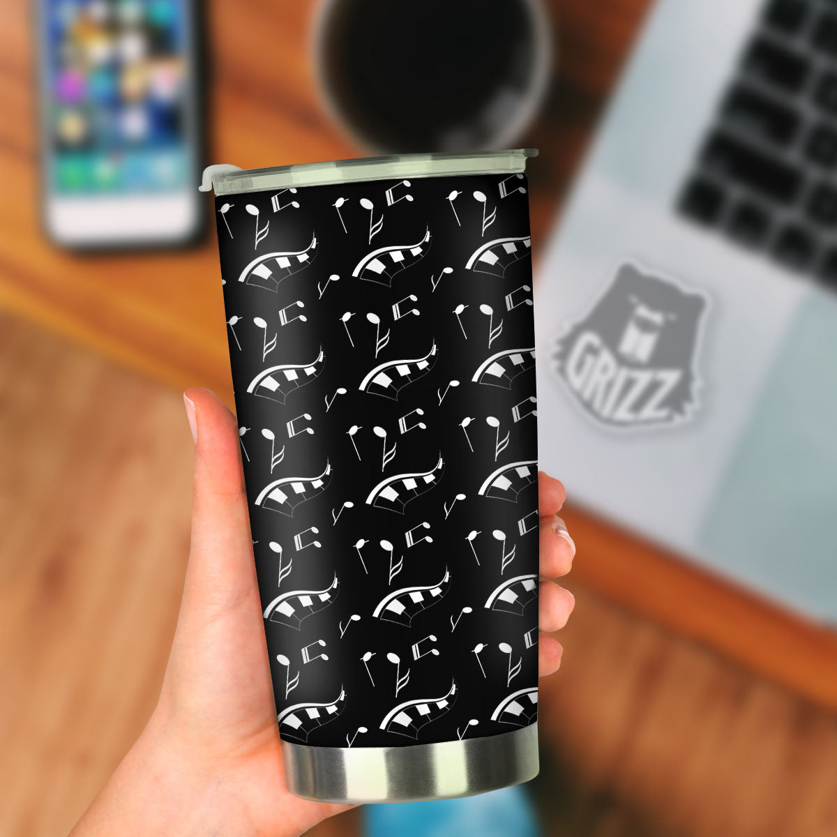 Piano Print Pattern Tumbler-grizzshop