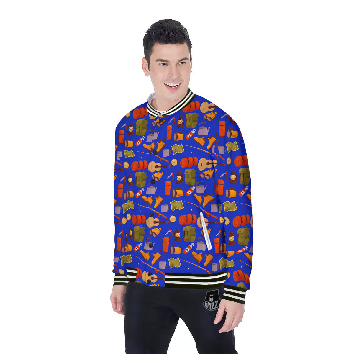 Picnic Camping Print Pattern Baseball Jacket-grizzshop