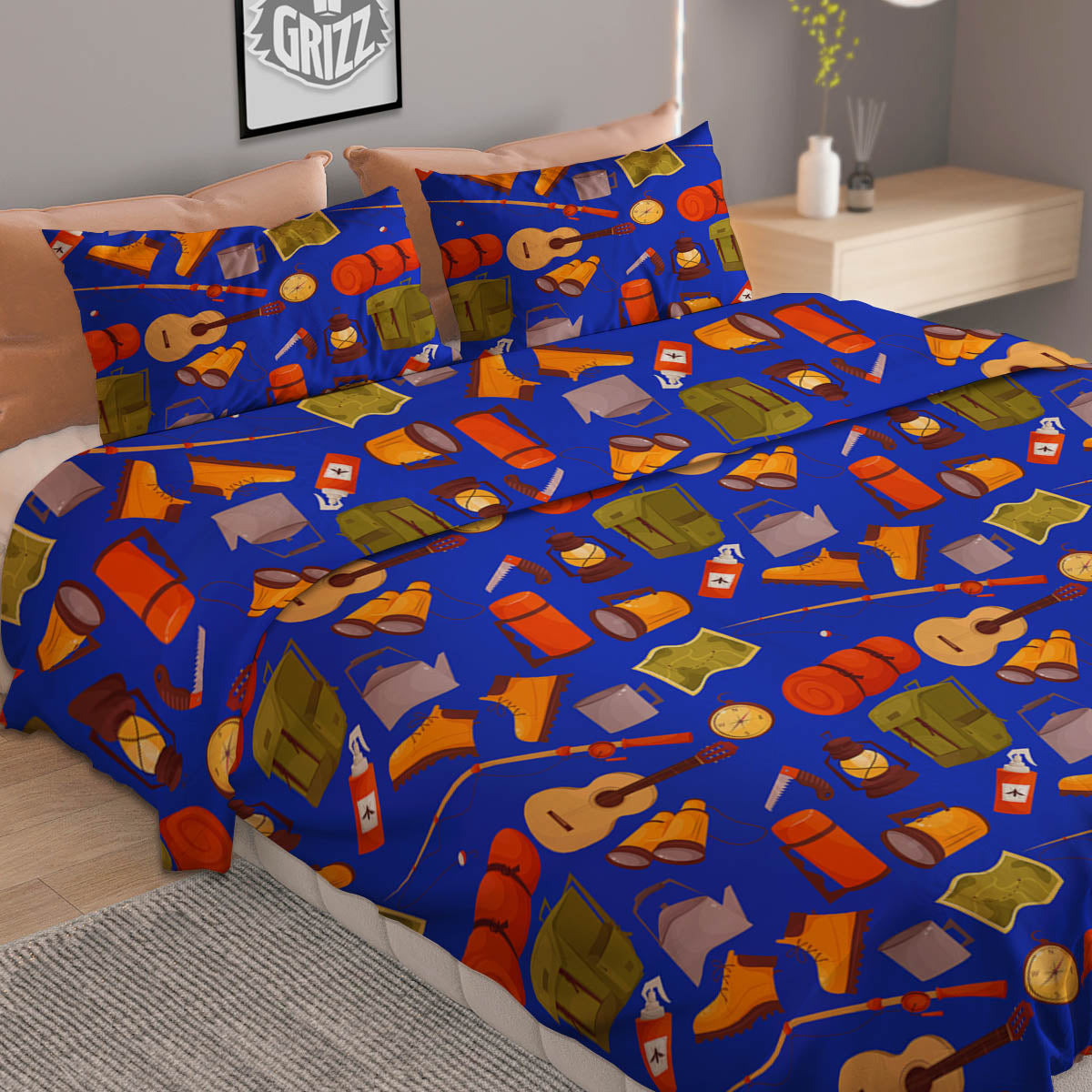 Owl Spiritual Golden Print Duvet Cover Bedding Set