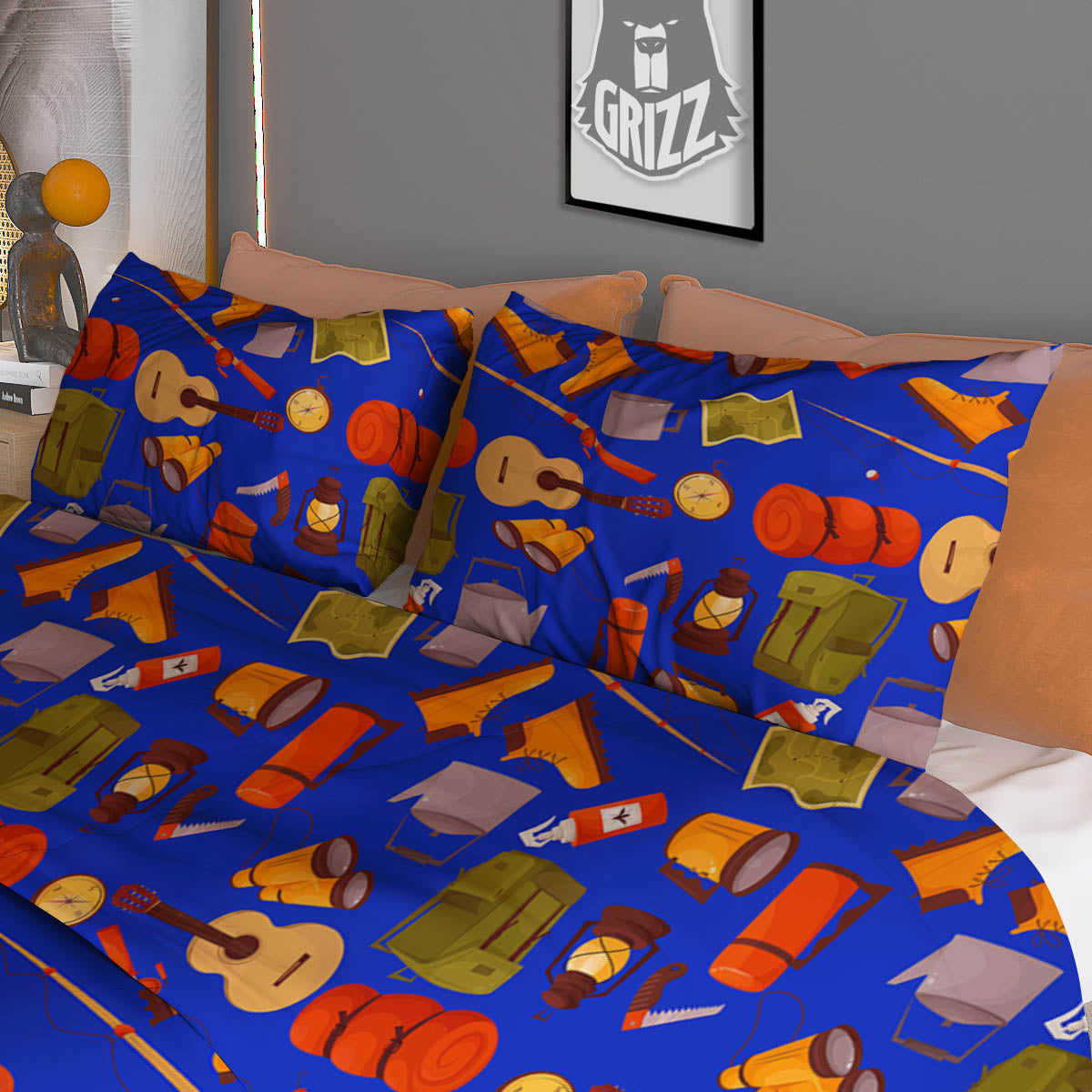 Owl Spiritual Golden Print Duvet Cover Bedding Set