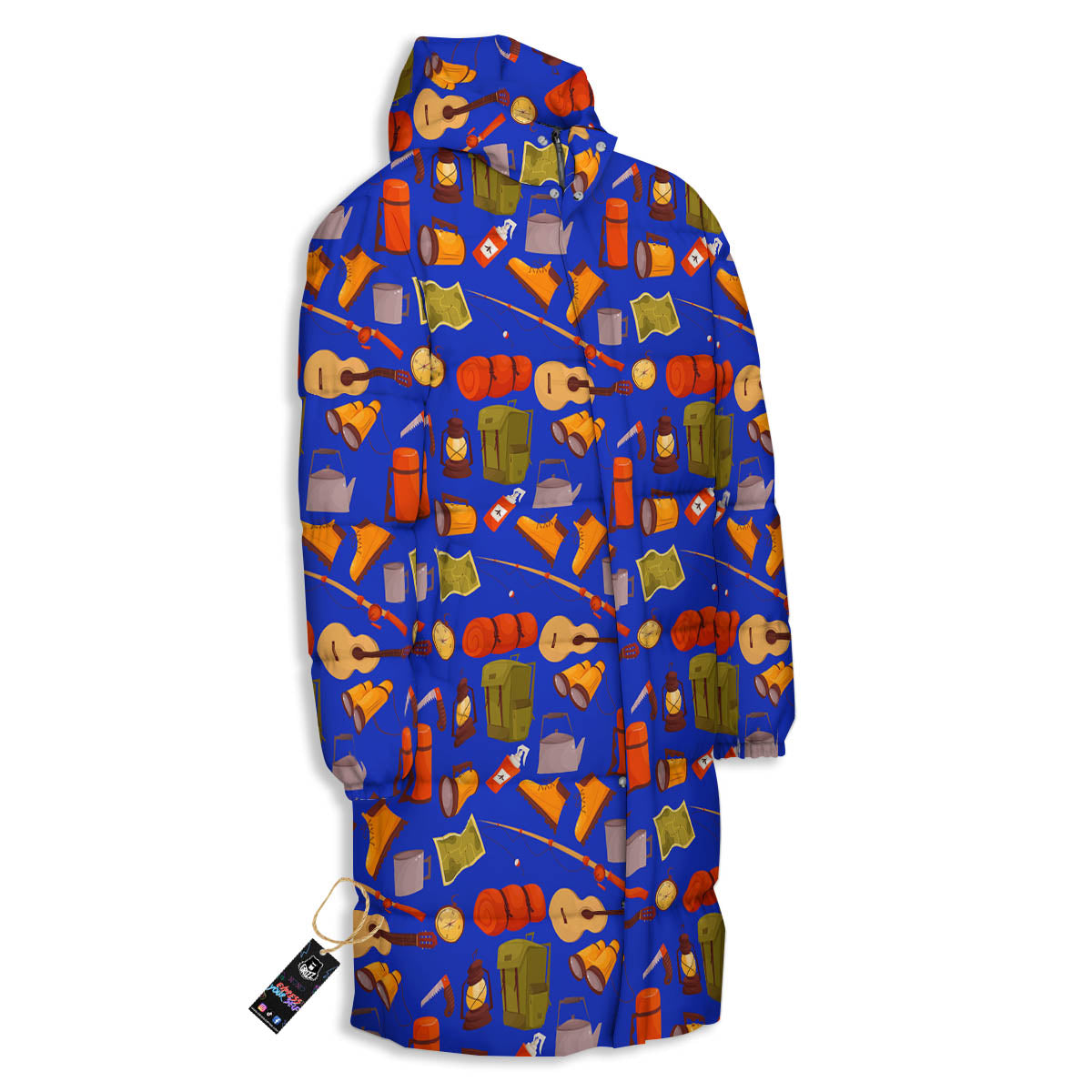 Picnic Camping Print Pattern Long Down Jacket-grizzshop