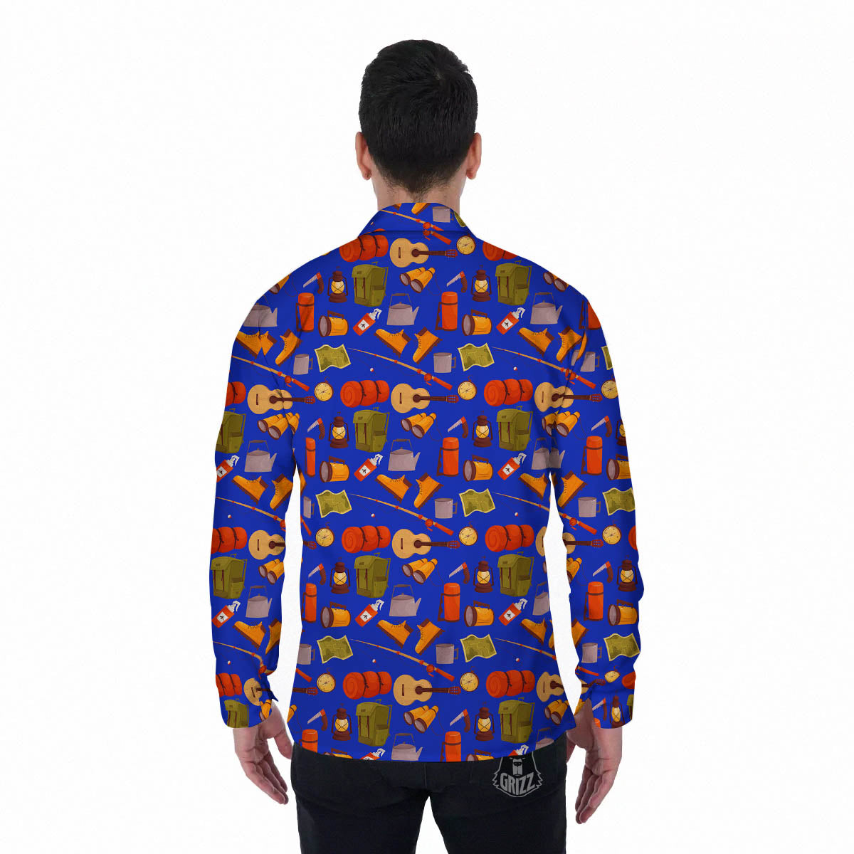Picnic Camping Print Pattern Men's Long Sleeve Shirts-grizzshop