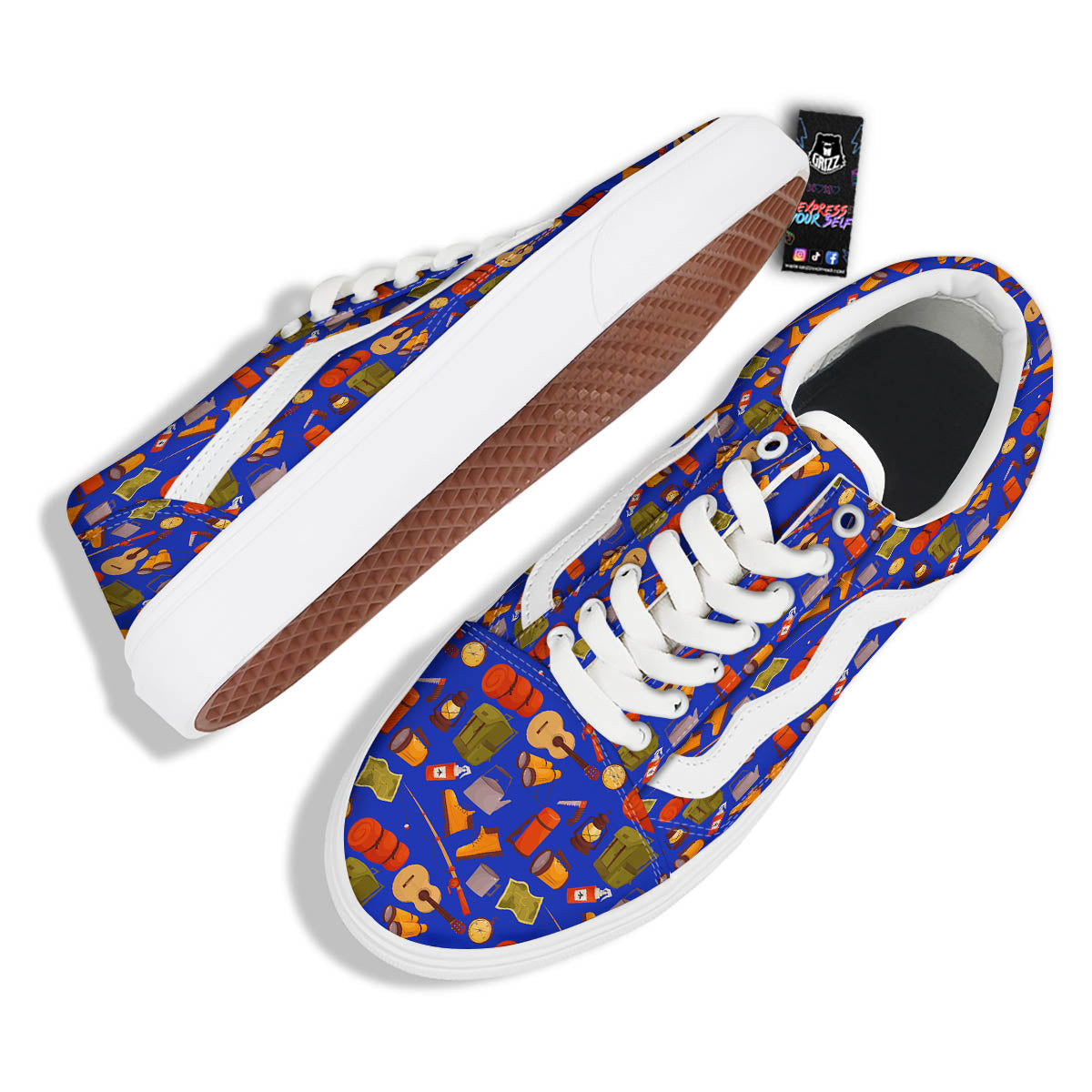 Picnic Camping Print Pattern Skate Shoes-grizzshop