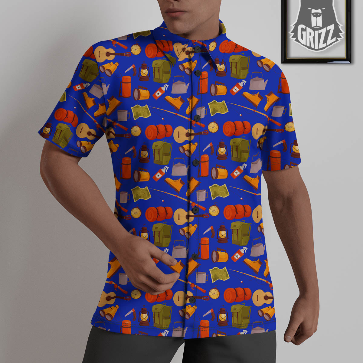 Picnic Camping Print Pattern Untucked Shirts-grizzshop