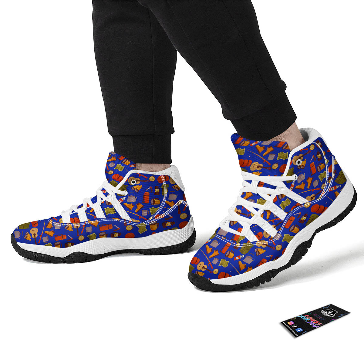 Picnic Camping Print Pattern White Bball Shoes-grizzshop