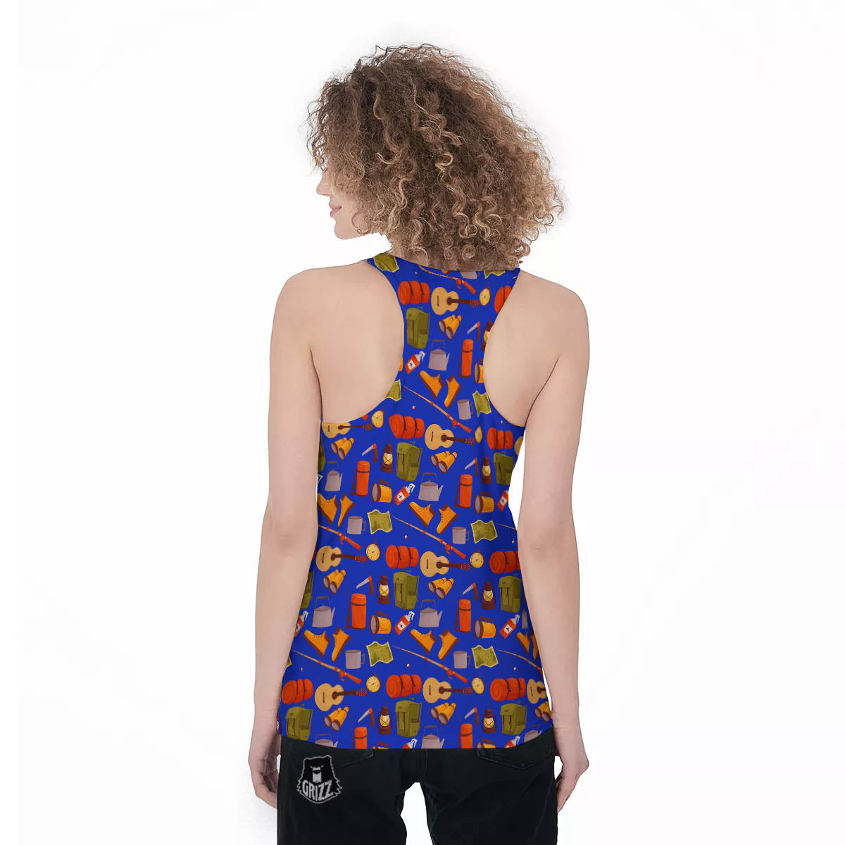 Picnic Camping Print Pattern Women's Racerback Tank Top-grizzshop