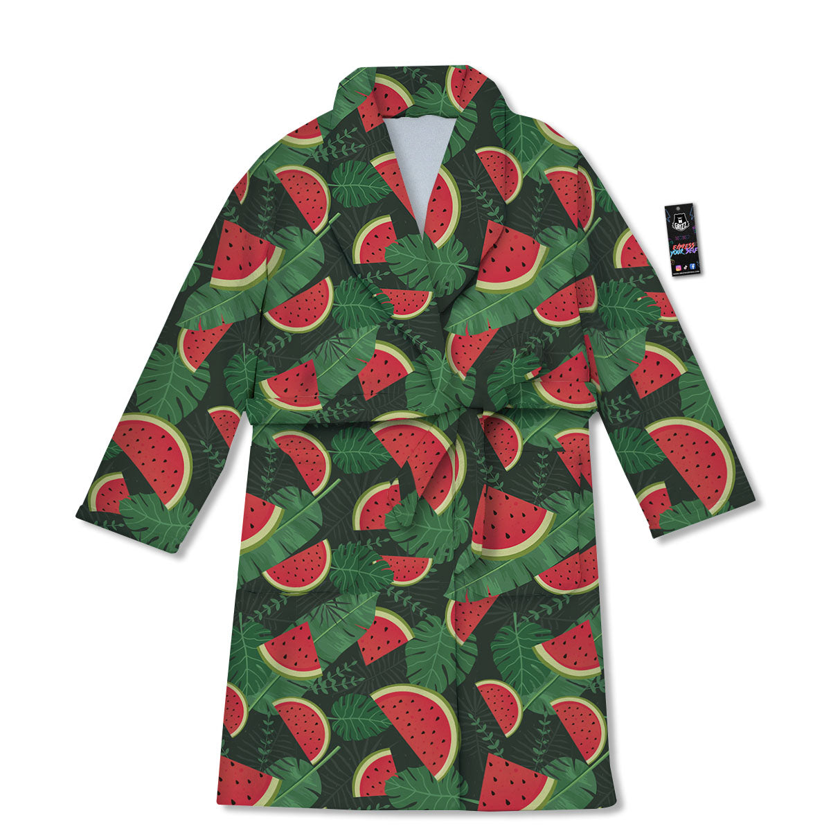 Pieces Leaf Watermelon Print Pattern Bathrobe-grizzshop