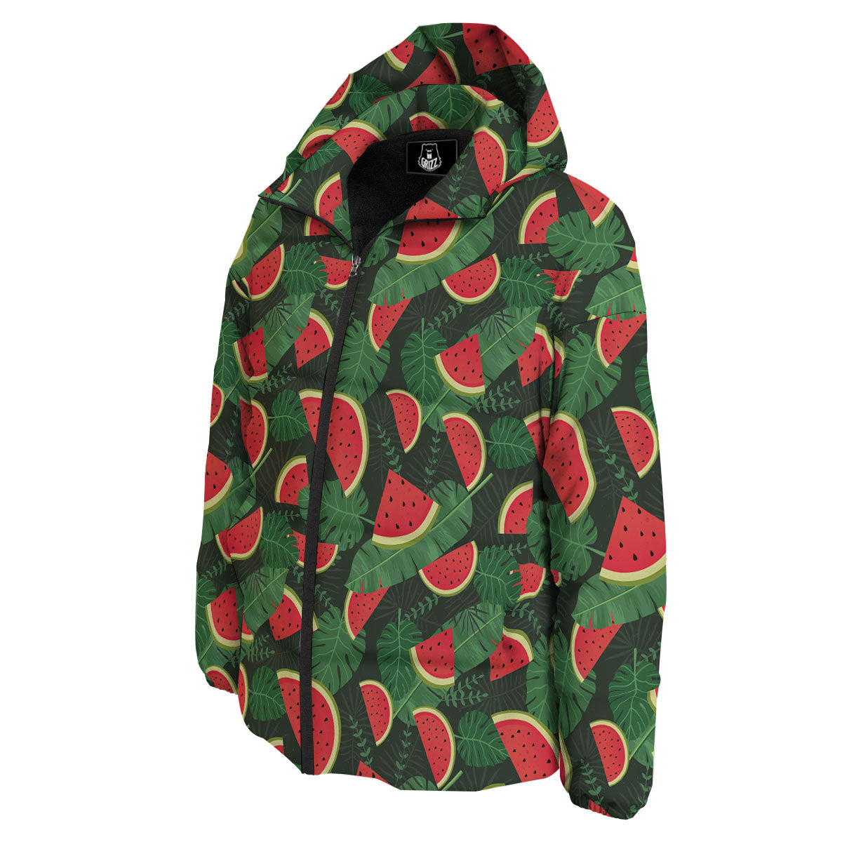 Pieces Leaf Watermelon Print Pattern Down Jacket-grizzshop