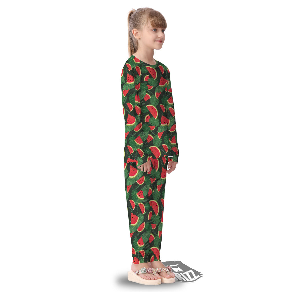 Pieces Leaf Watermelon Print Pattern Kid's Pajamas-grizzshop