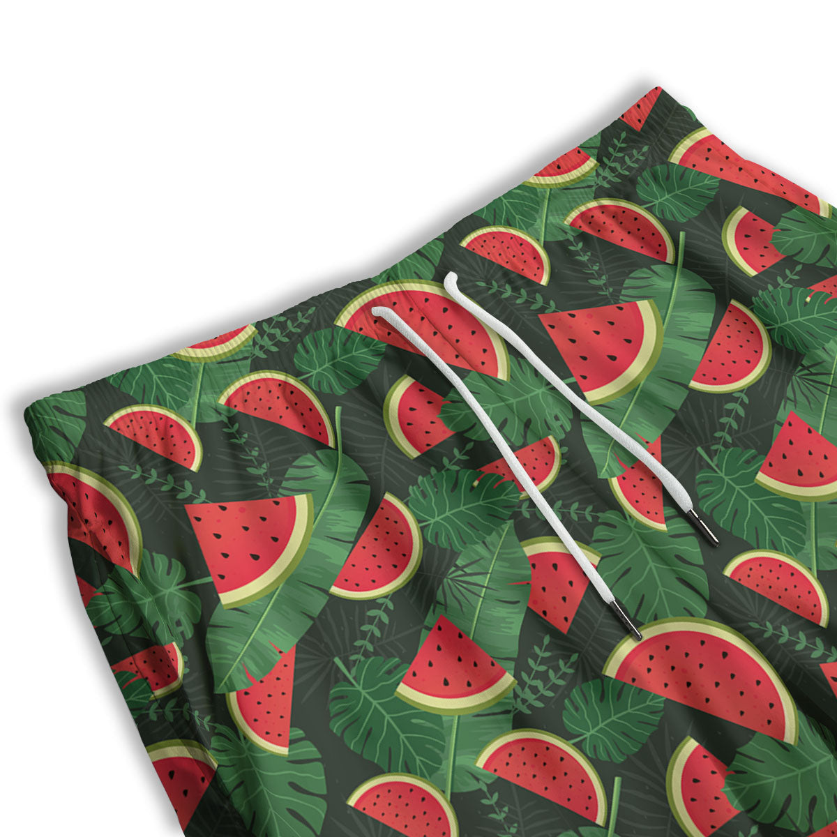 Pieces Leaf Watermelon Print Pattern Men's Athletic Shorts