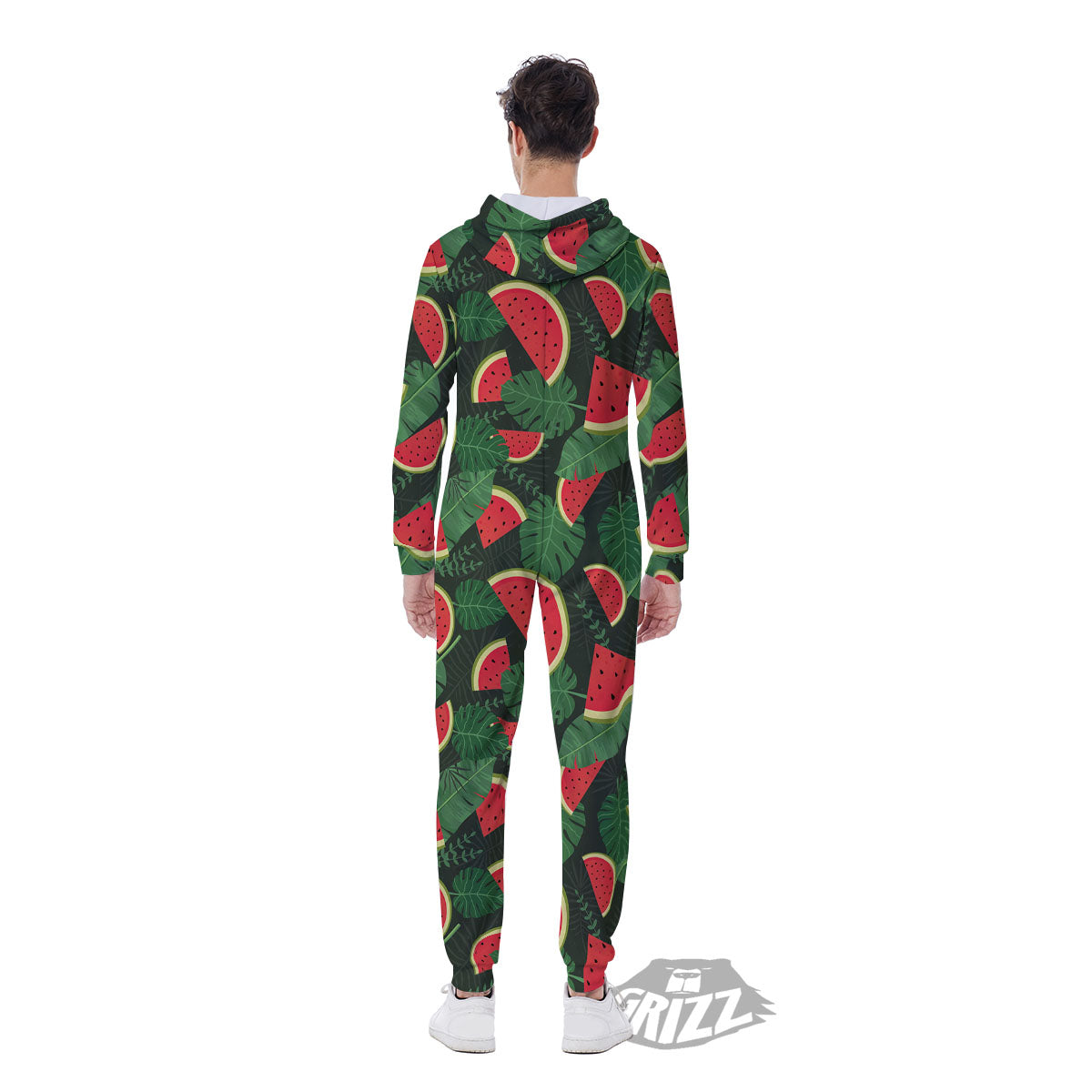 Pieces Leaf Watermelon Print Pattern Men's Jumpsuit-grizzshop