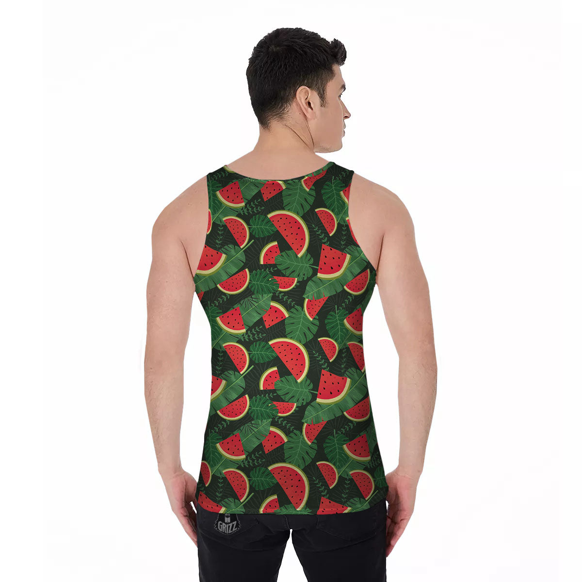 Pieces Leaf Watermelon Print Pattern Men's Tank Top-grizzshop