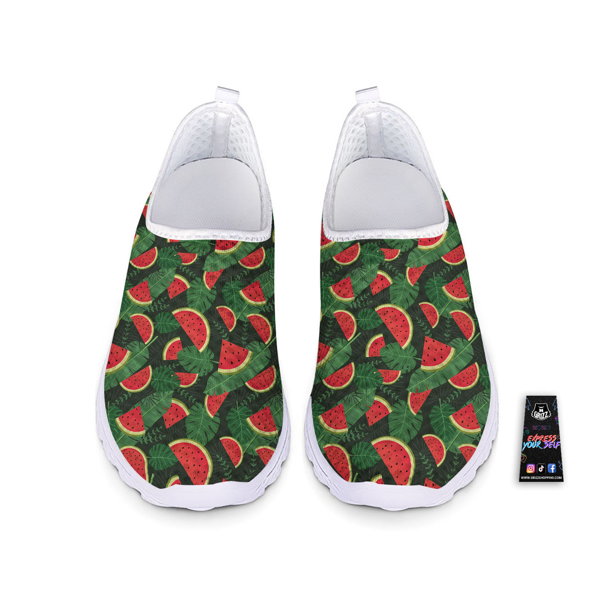 Pieces Leaf Watermelon Print Pattern Nurse Shoes-grizzshop