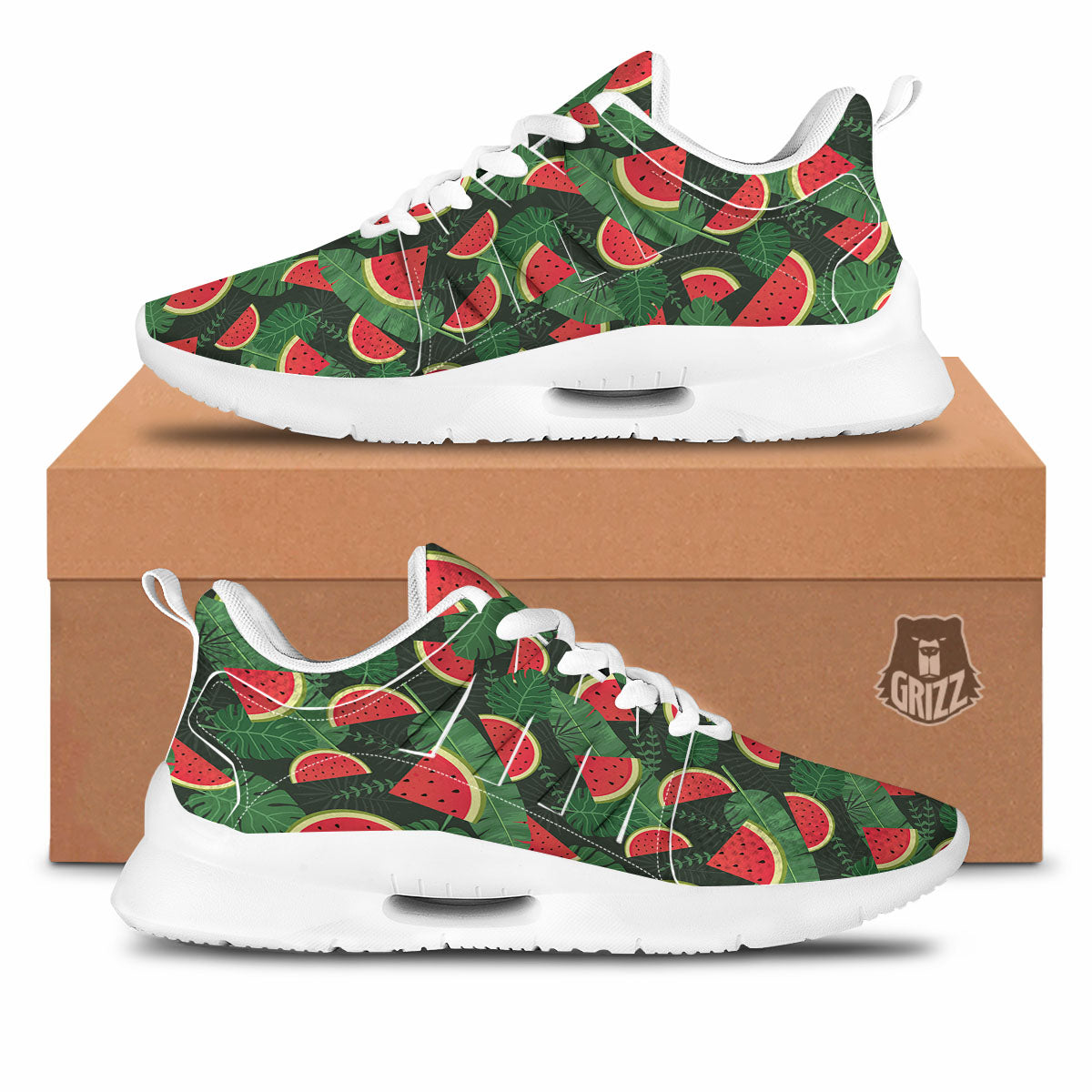Pieces Leaf Watermelon Print Pattern Tennis Shoes-grizzshop