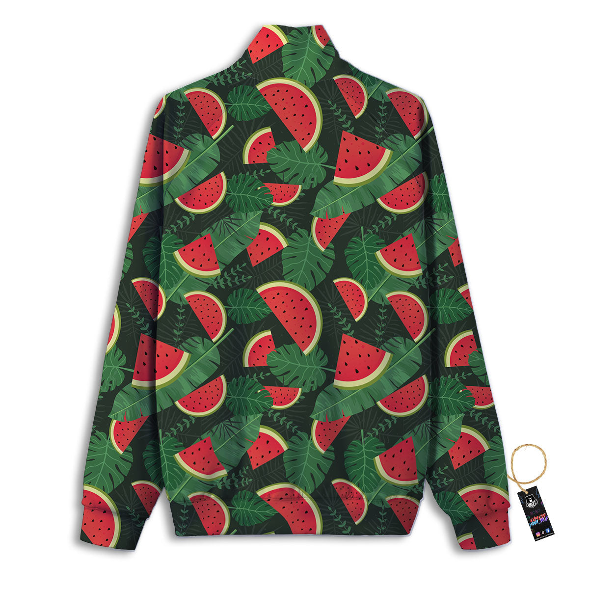 Pieces Leaf Watermelon Print Pattern Track Jacket-grizzshop