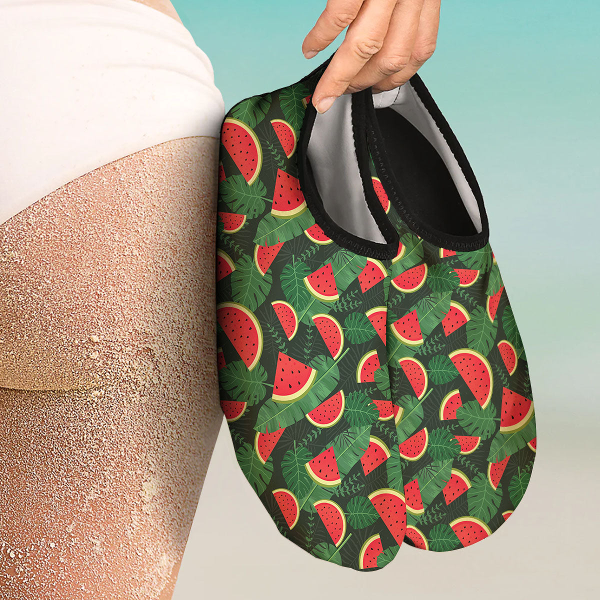 Pieces Leaf Watermelon Print Pattern Water Shoes-grizzshop