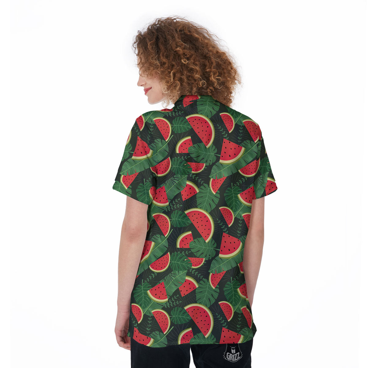 Pieces Leaf Watermelon Print Pattern Women's Golf Shirts-grizzshop