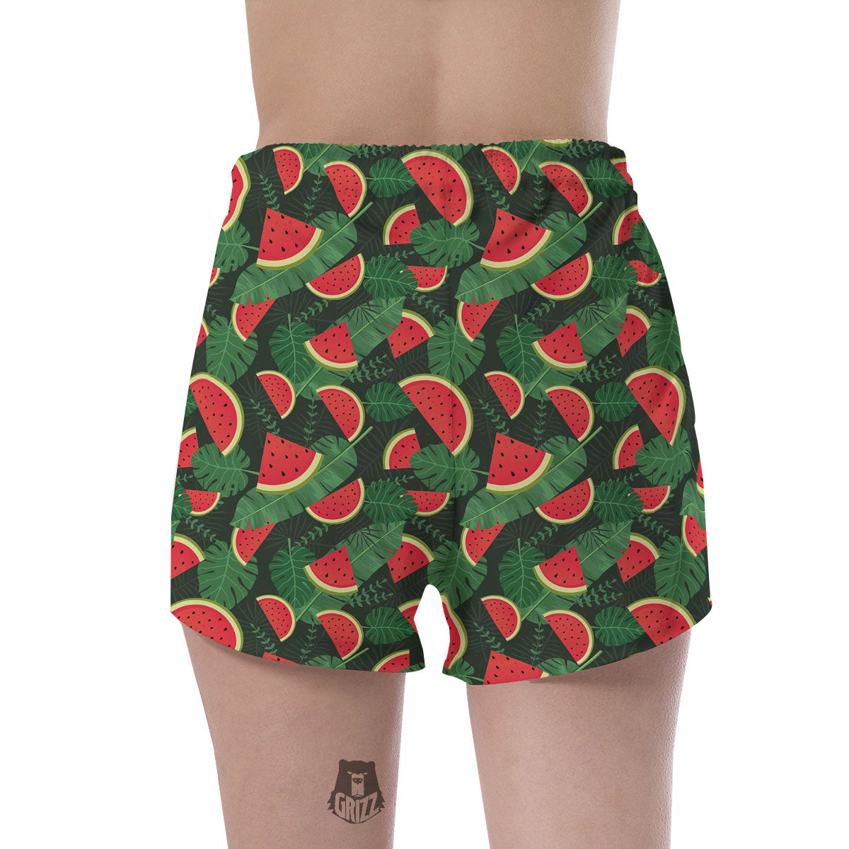 Pieces Leaf Watermelon Print Pattern Women's Shorts-grizzshop