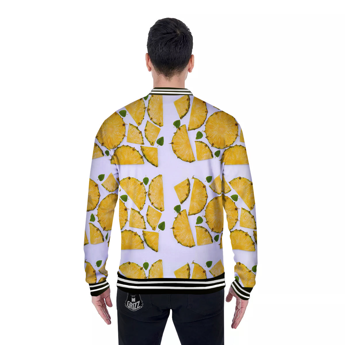 Pieces Pineapple Yellow Print Pattern Baseball Jacket-grizzshop