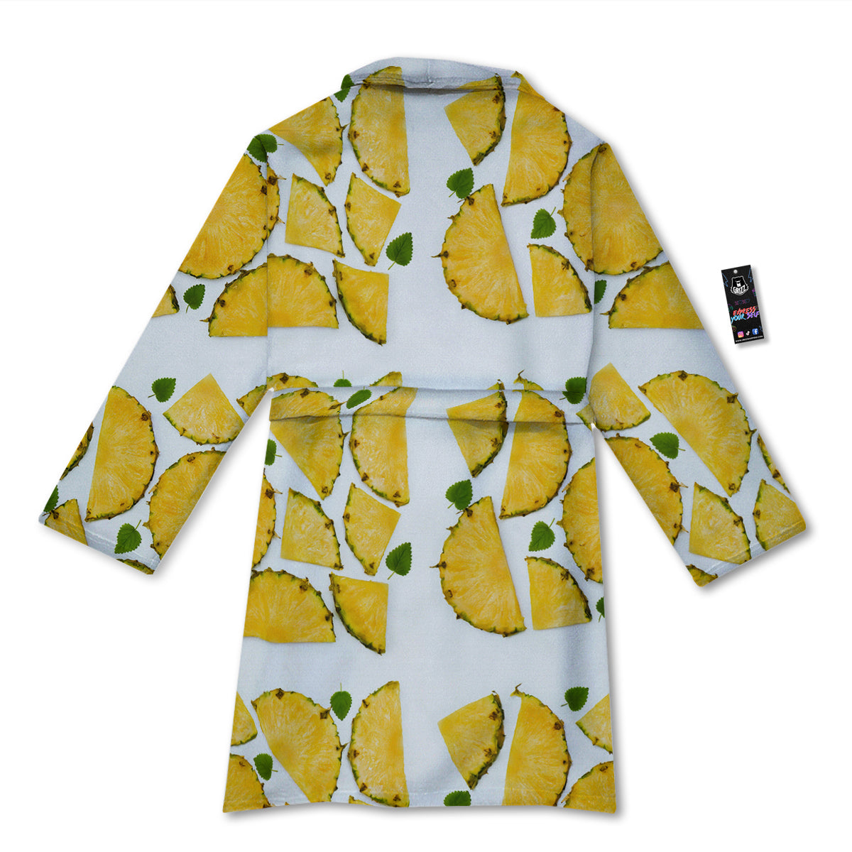 Pieces Pineapple Yellow Print Pattern Bathrobe-grizzshop