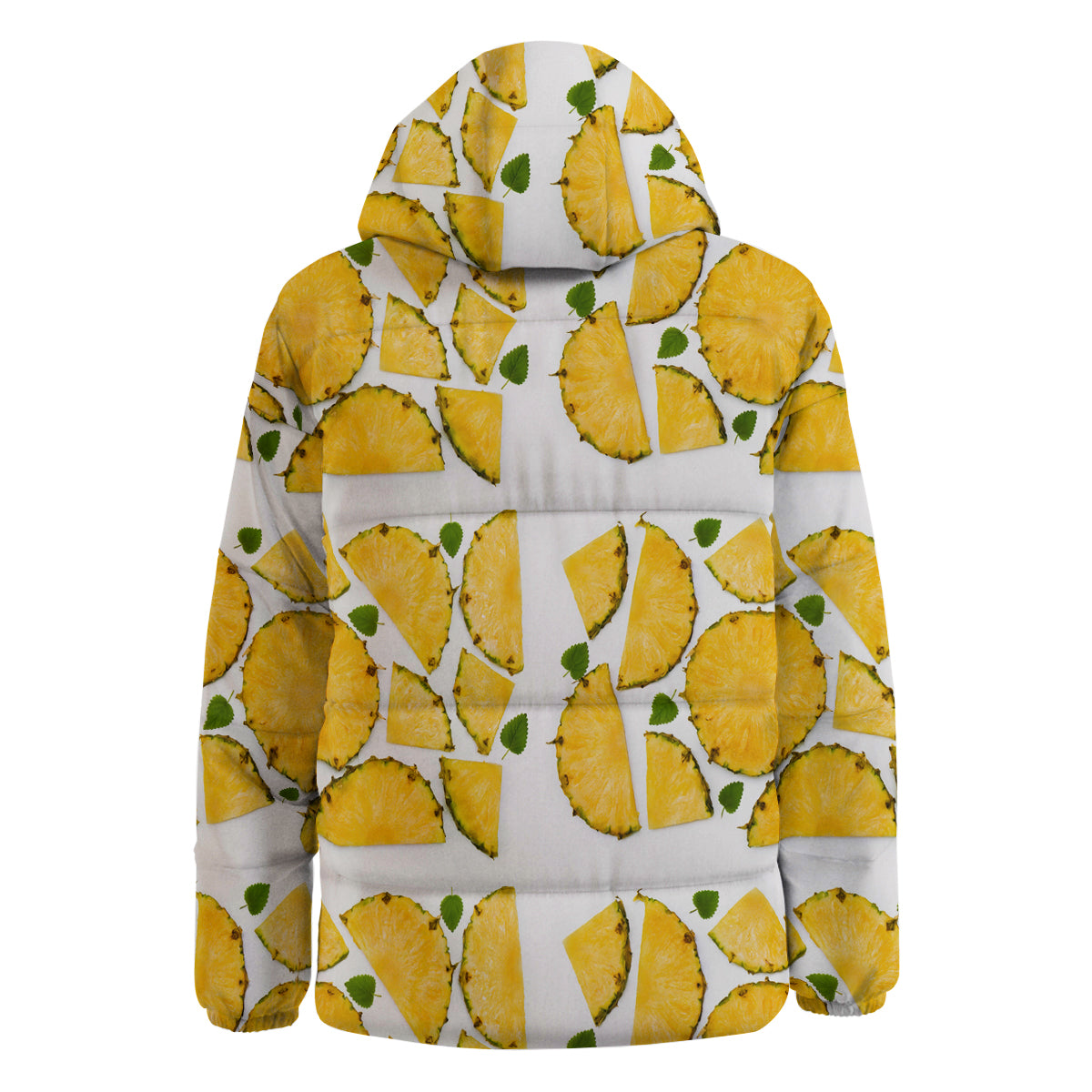 Pieces Pineapple Yellow Print Pattern Down Jacket-grizzshop