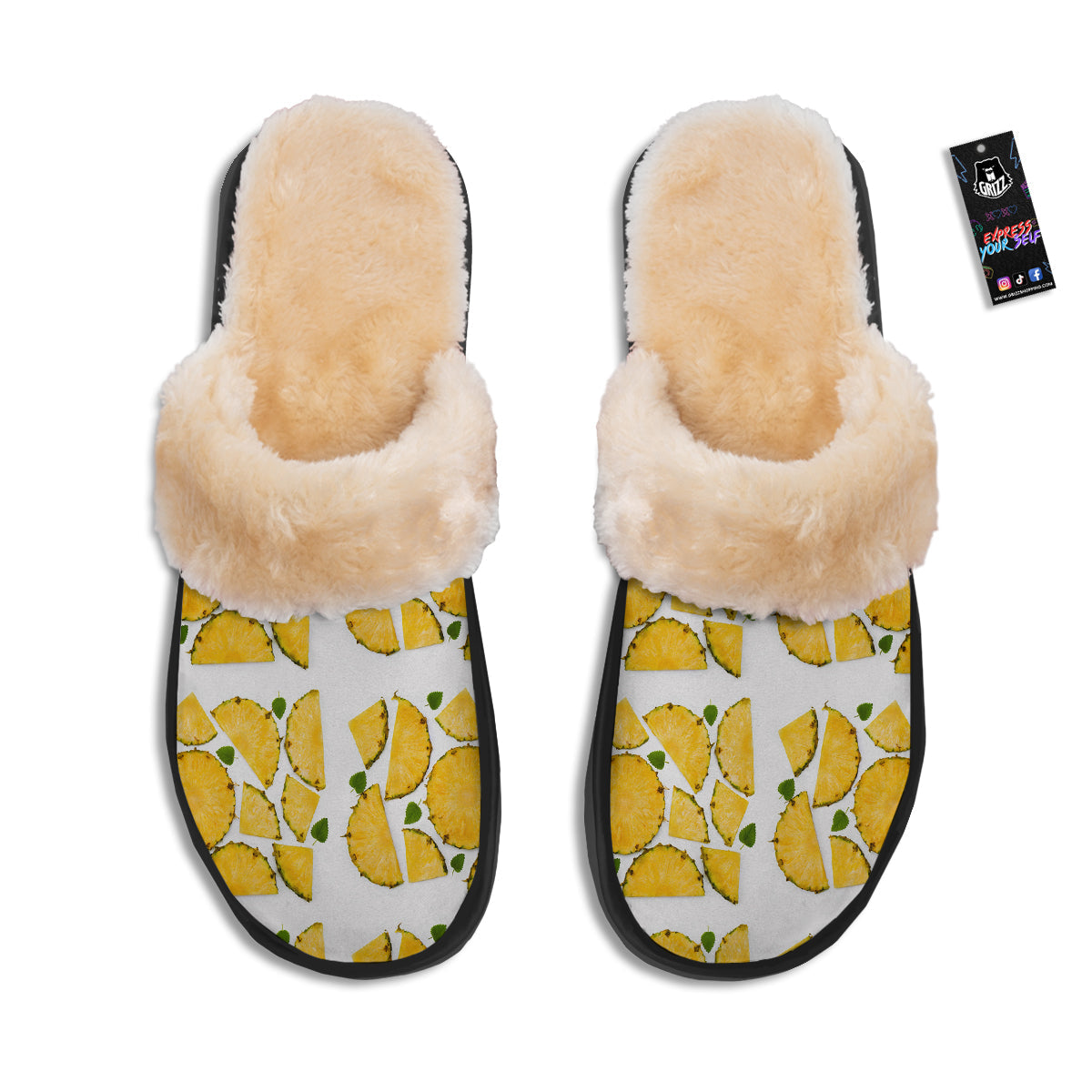 Pieces Pineapple Yellow Print Pattern Slippers-grizzshop