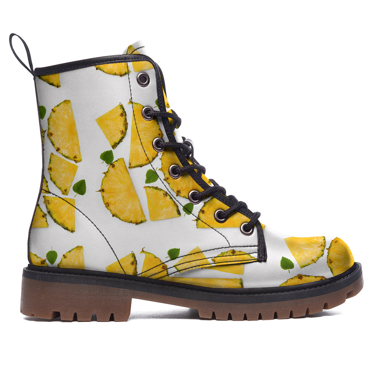 Pieces Pineapple Yellow Print Pattern Work Boots-grizzshop