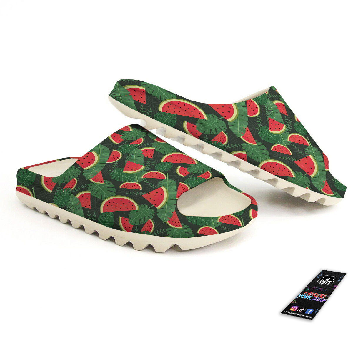 Pieces Leaf Watermelon Print Pattern Sandals-grizzshop