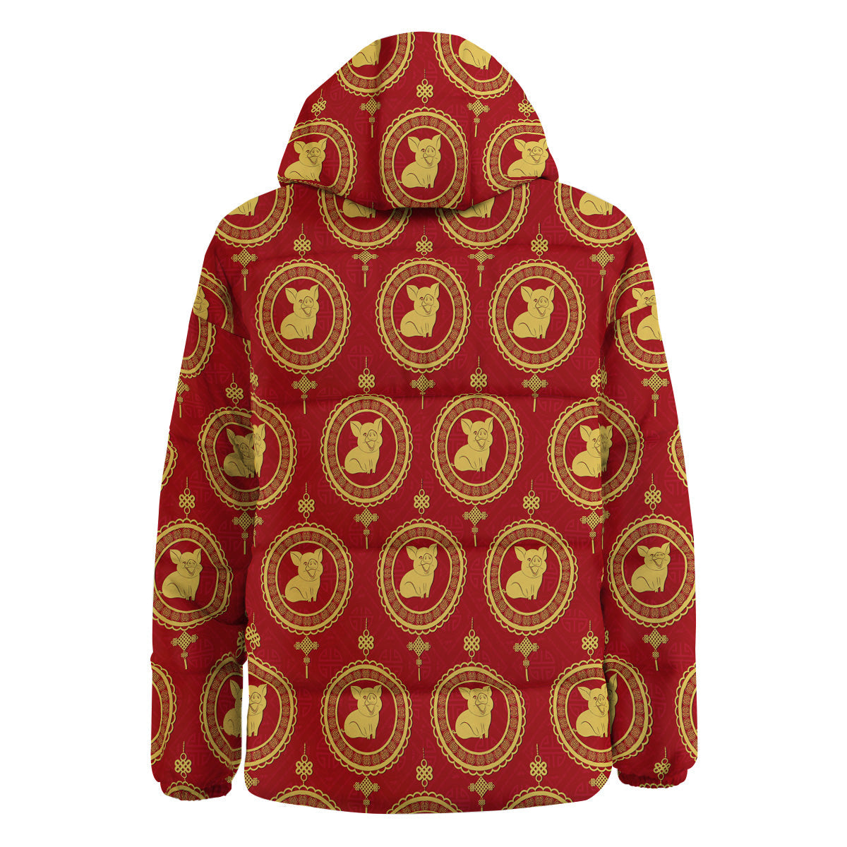 Pig And Chinese New Year Print Pattern Down Jacket-grizzshop