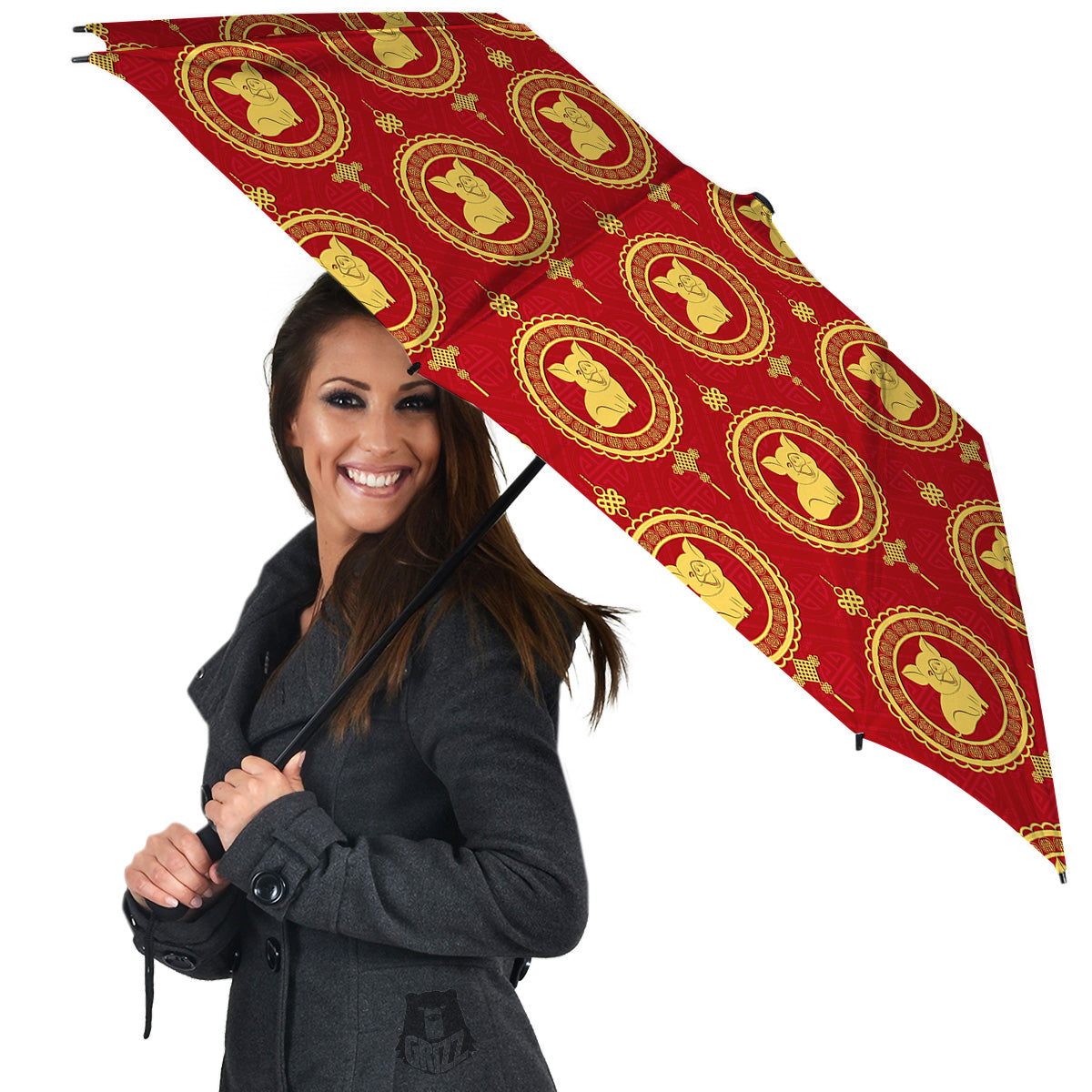 Pig And Chinese New Year Print Pattern Umbrella-grizzshop