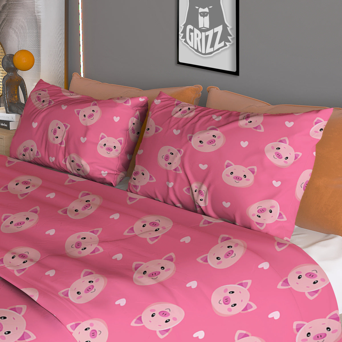 Pig Cute Cartoon Print Pattern Duvet Cover Bedding Set