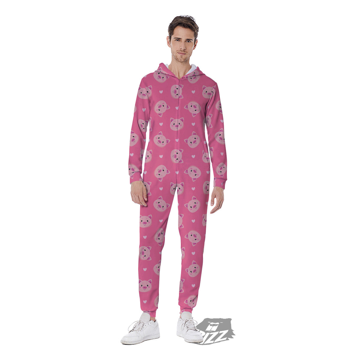 Pig Cute Cartoon Print Pattern Men's Jumpsuit-grizzshop