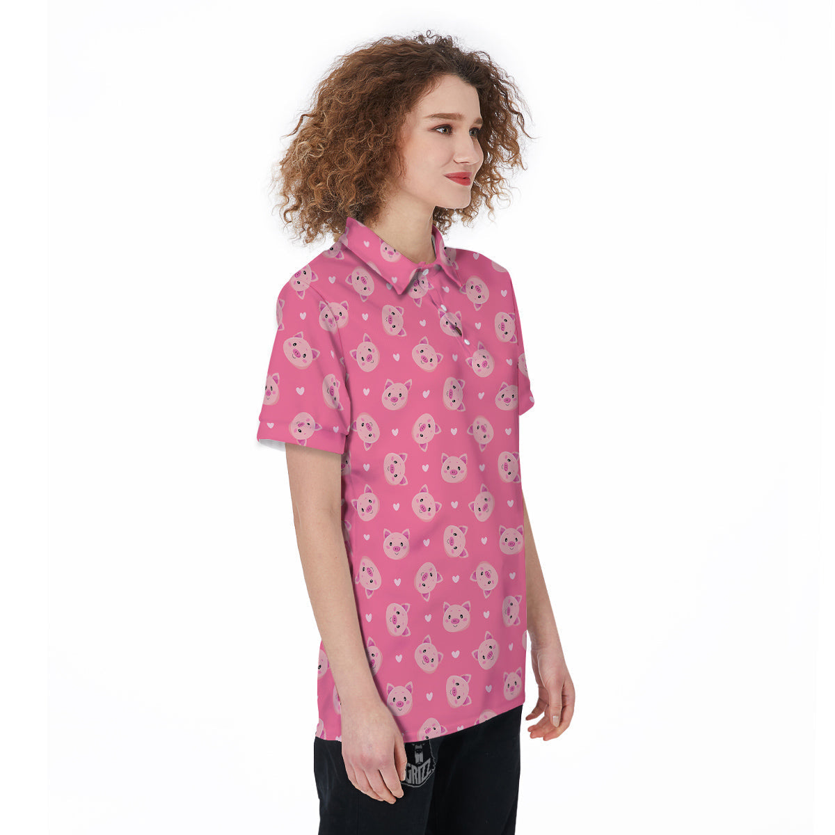 Pig Cute Cartoon Print Pattern Women's Golf Shirts-grizzshop