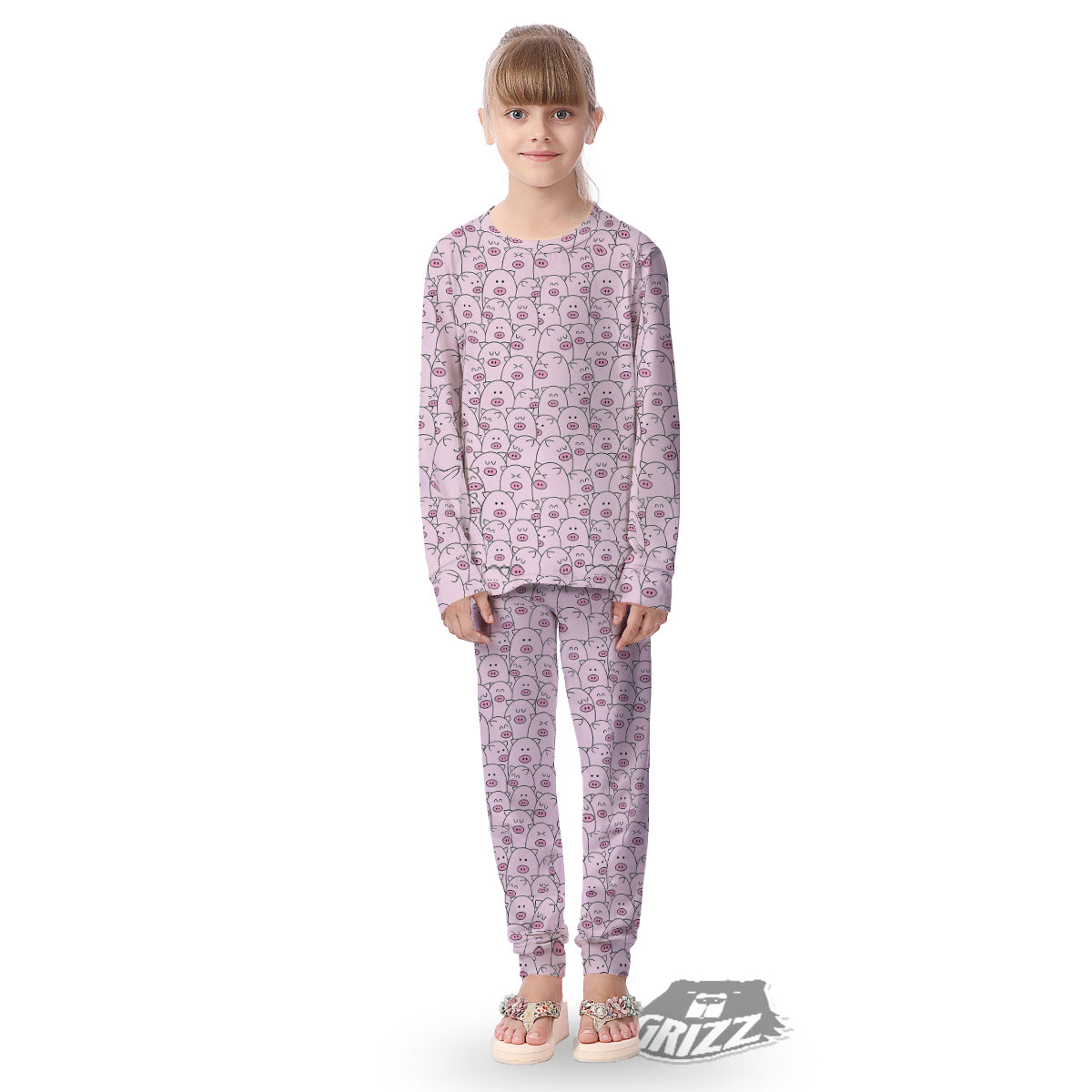 Pig Cute Pink Print Pattern Kid's Pajamas-grizzshop