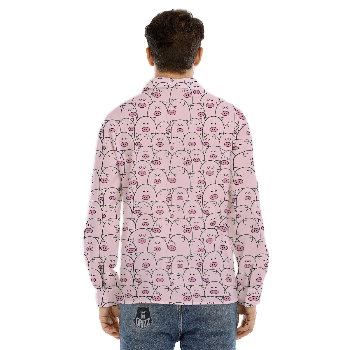 Pig Cute Pink Print Pattern Men's Dress Shirts-grizzshop