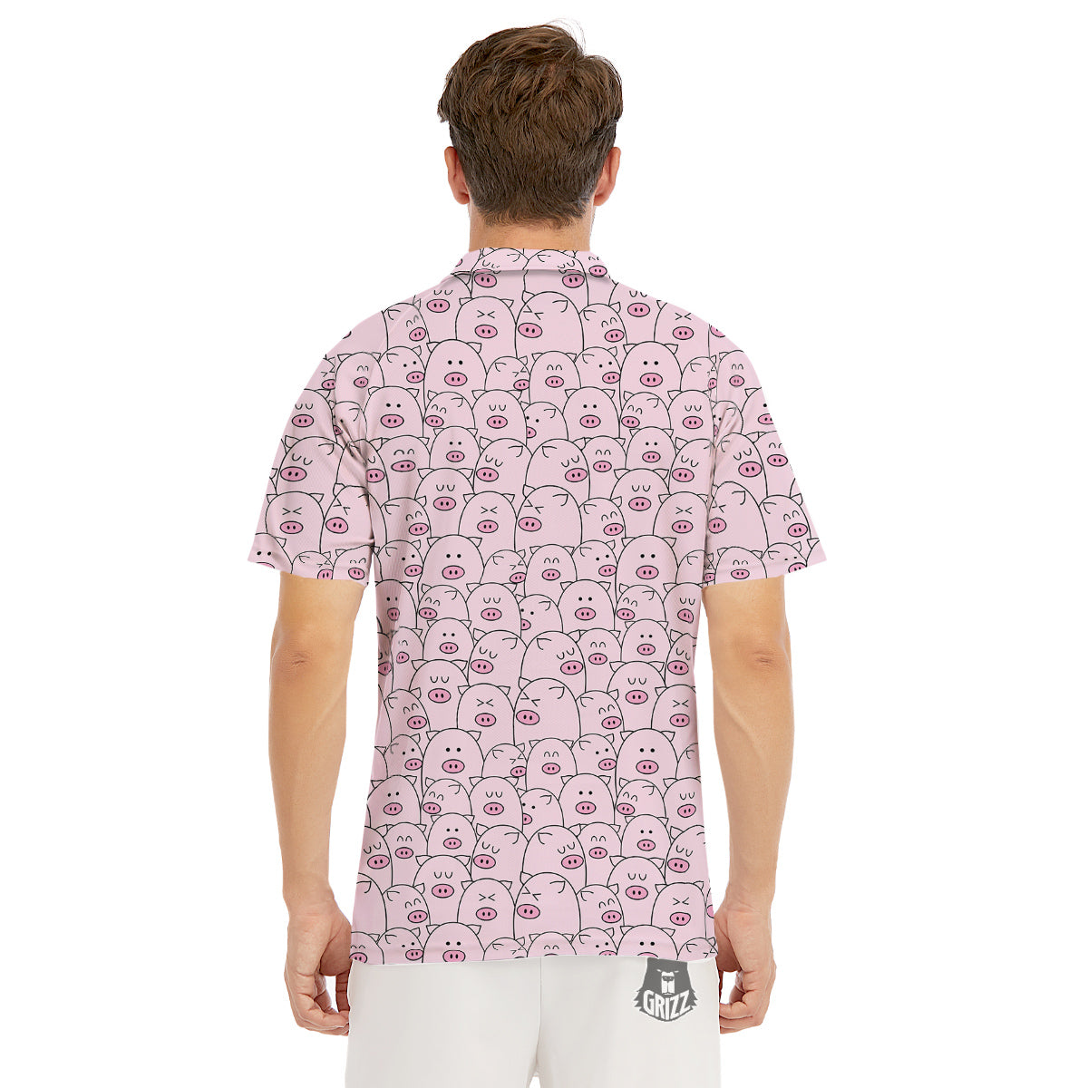 Pig Cute Pink Print Pattern Men's Golf Shirts-grizzshop