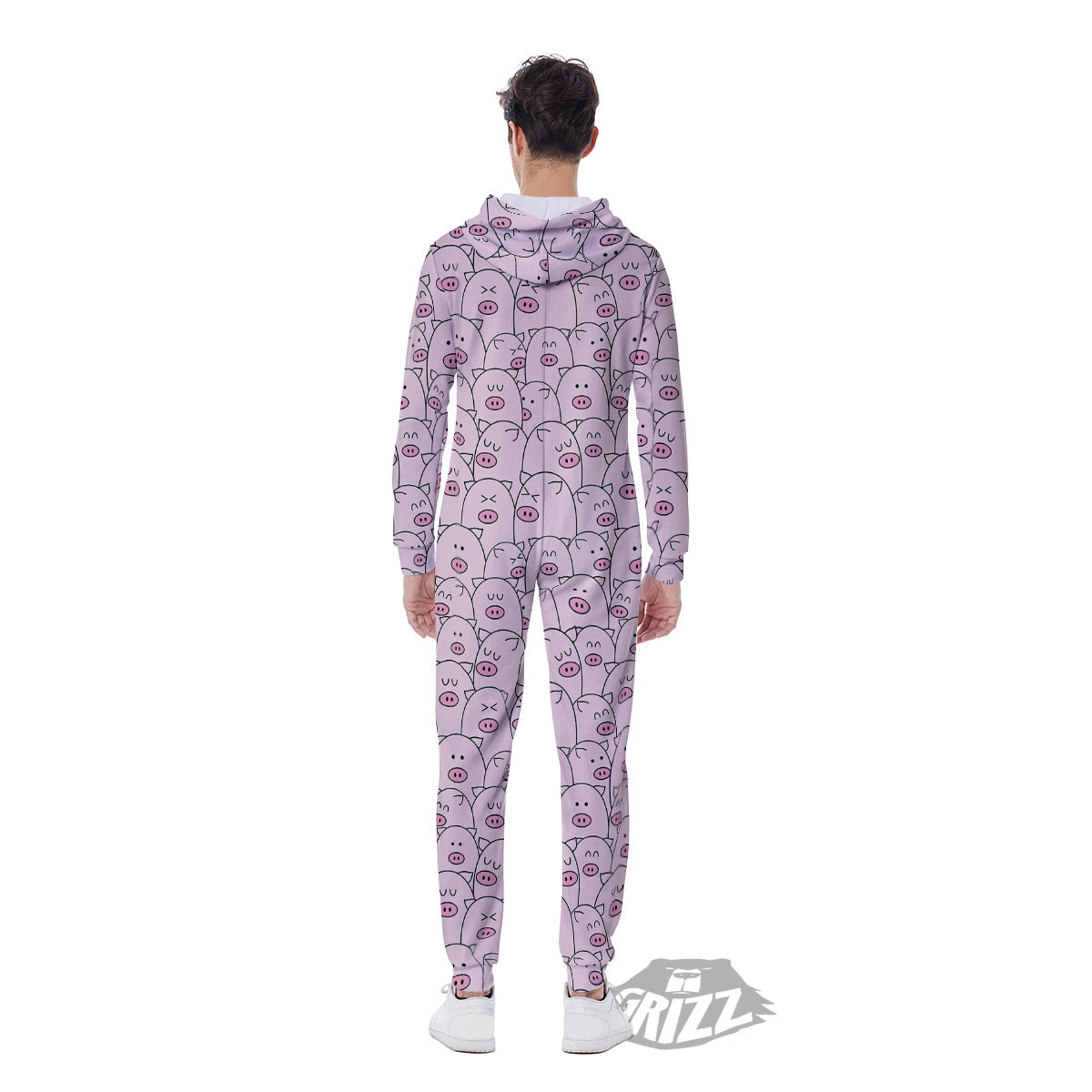 Pig Cute Pink Print Pattern Men's Jumpsuit-grizzshop